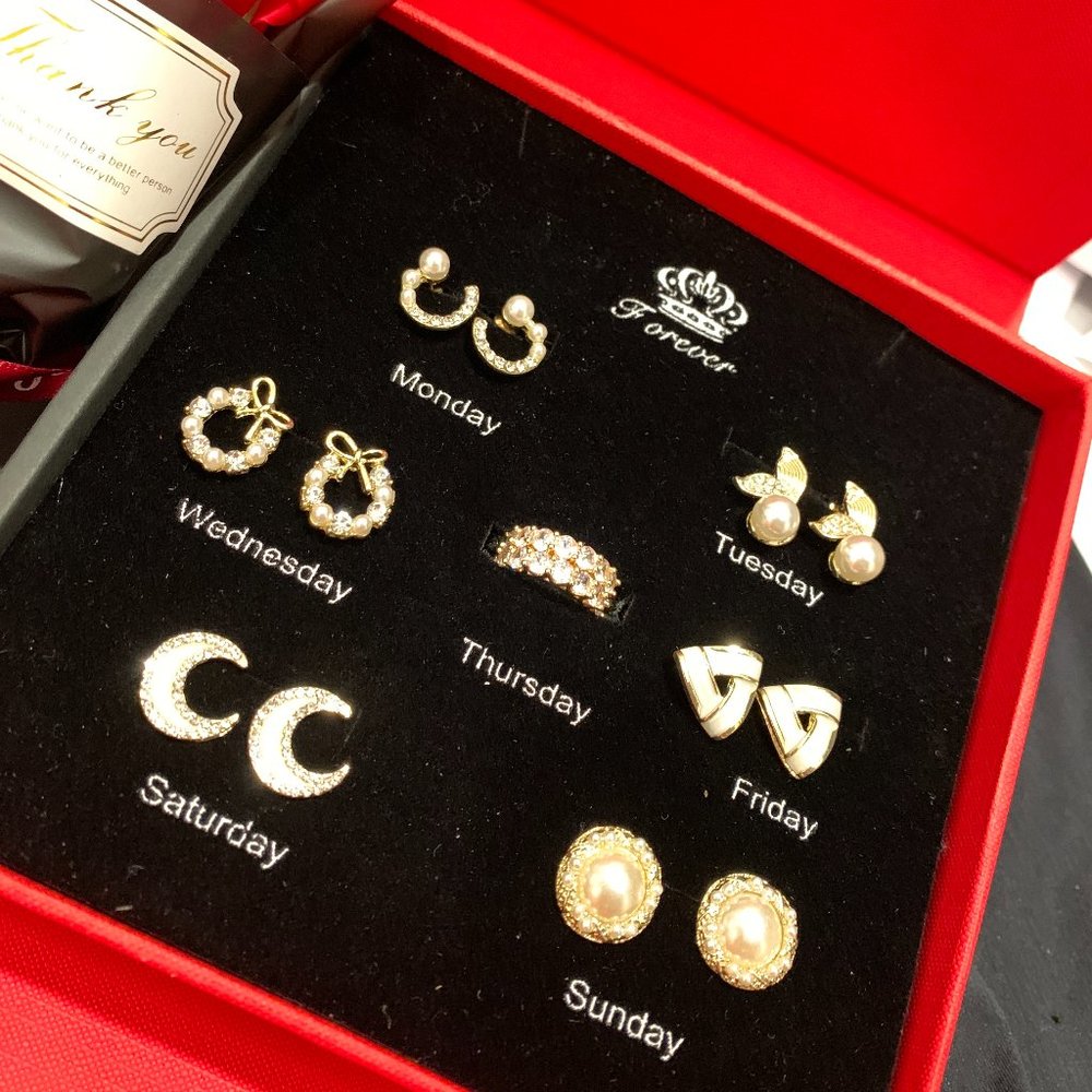 7 Days of the Week Earrings Set Weekly Jewelry Gift Set